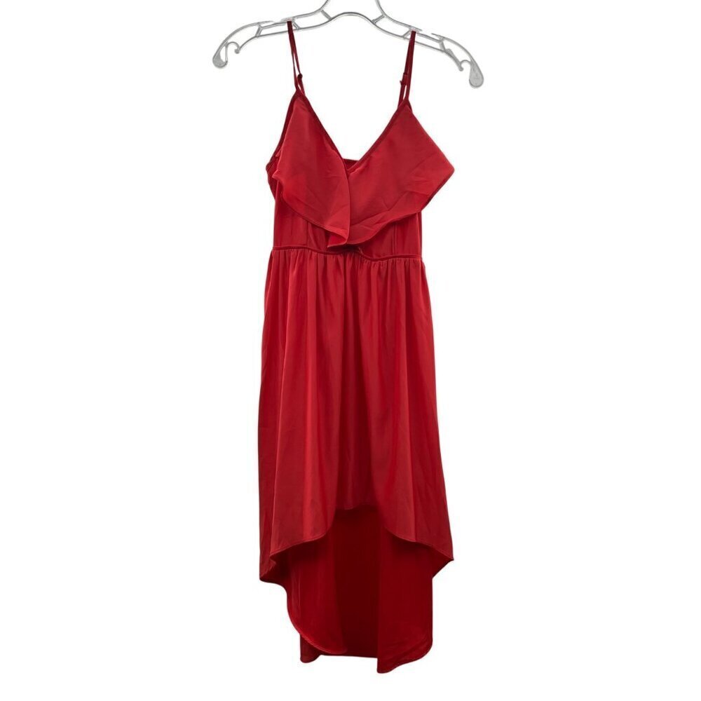 Kimchi Blue Women's V-Neck Hi Low Dress Ruffle Coral Size Small